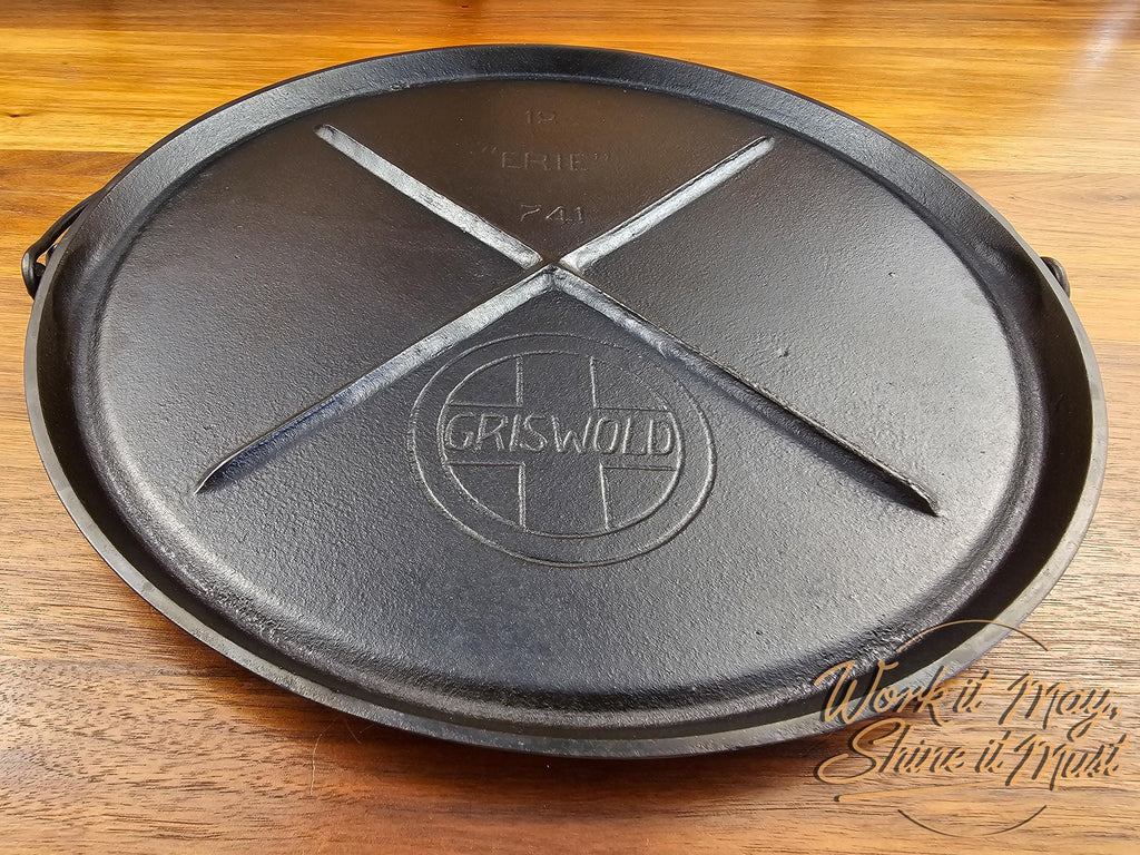 Griswold #12 Vintage Restored Cast Iron Griddle - Slant Logo 741