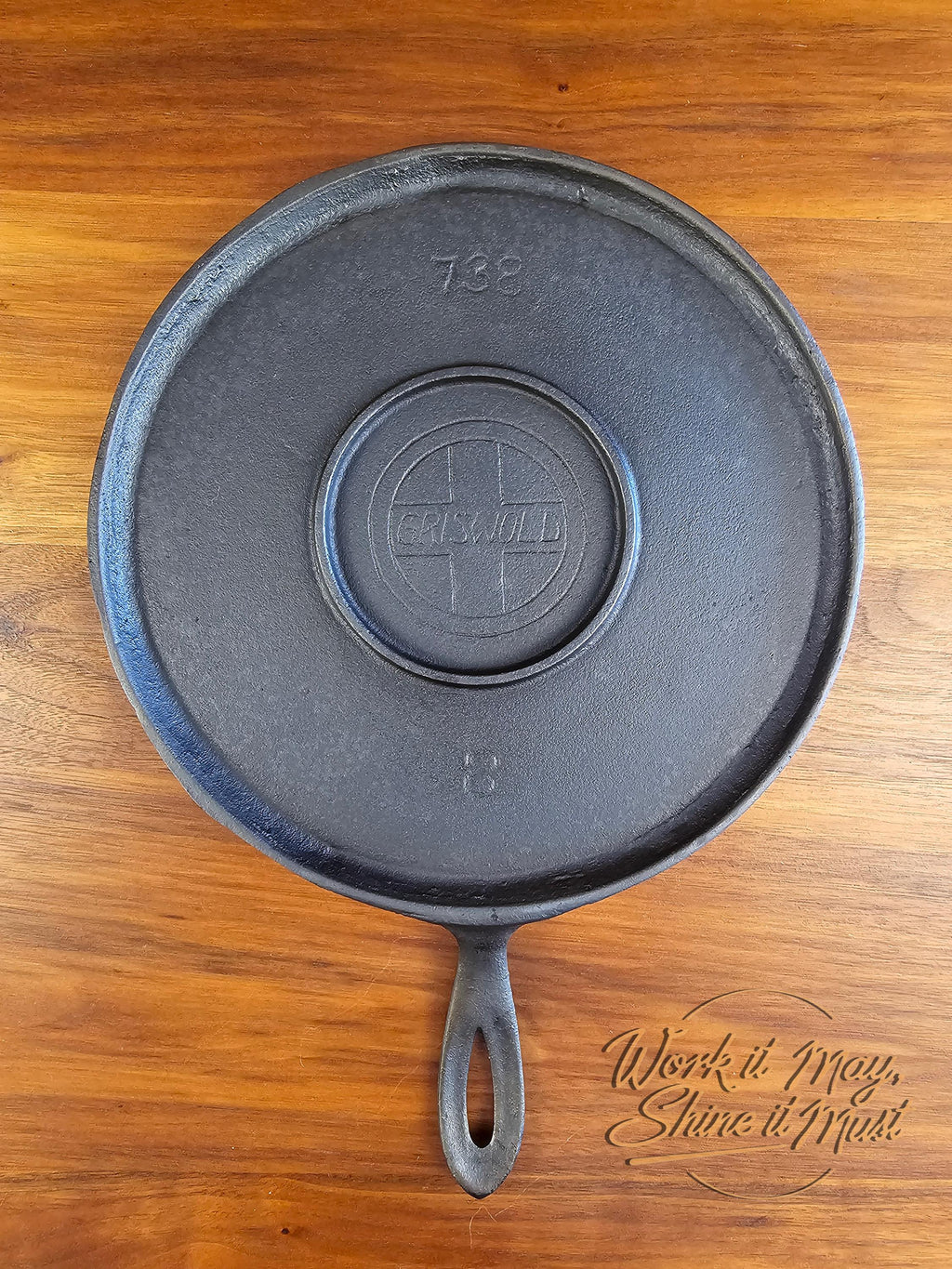 Griswold #8 Vintage Restored Cast Iron Griddle - Slant Logo 738