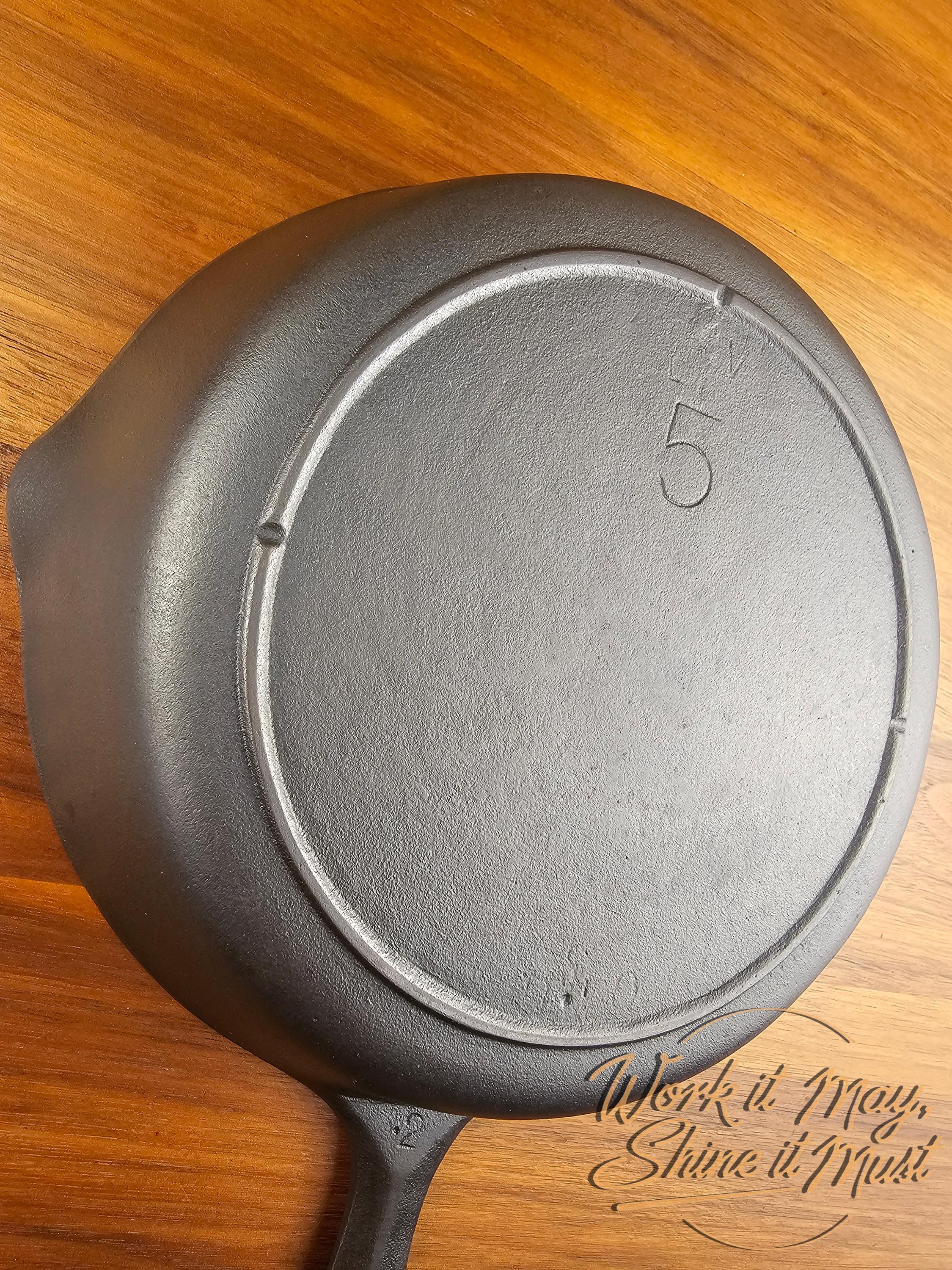 Lodge #5 Vintage Restored Cast Iron Skillet - 3-Notch
