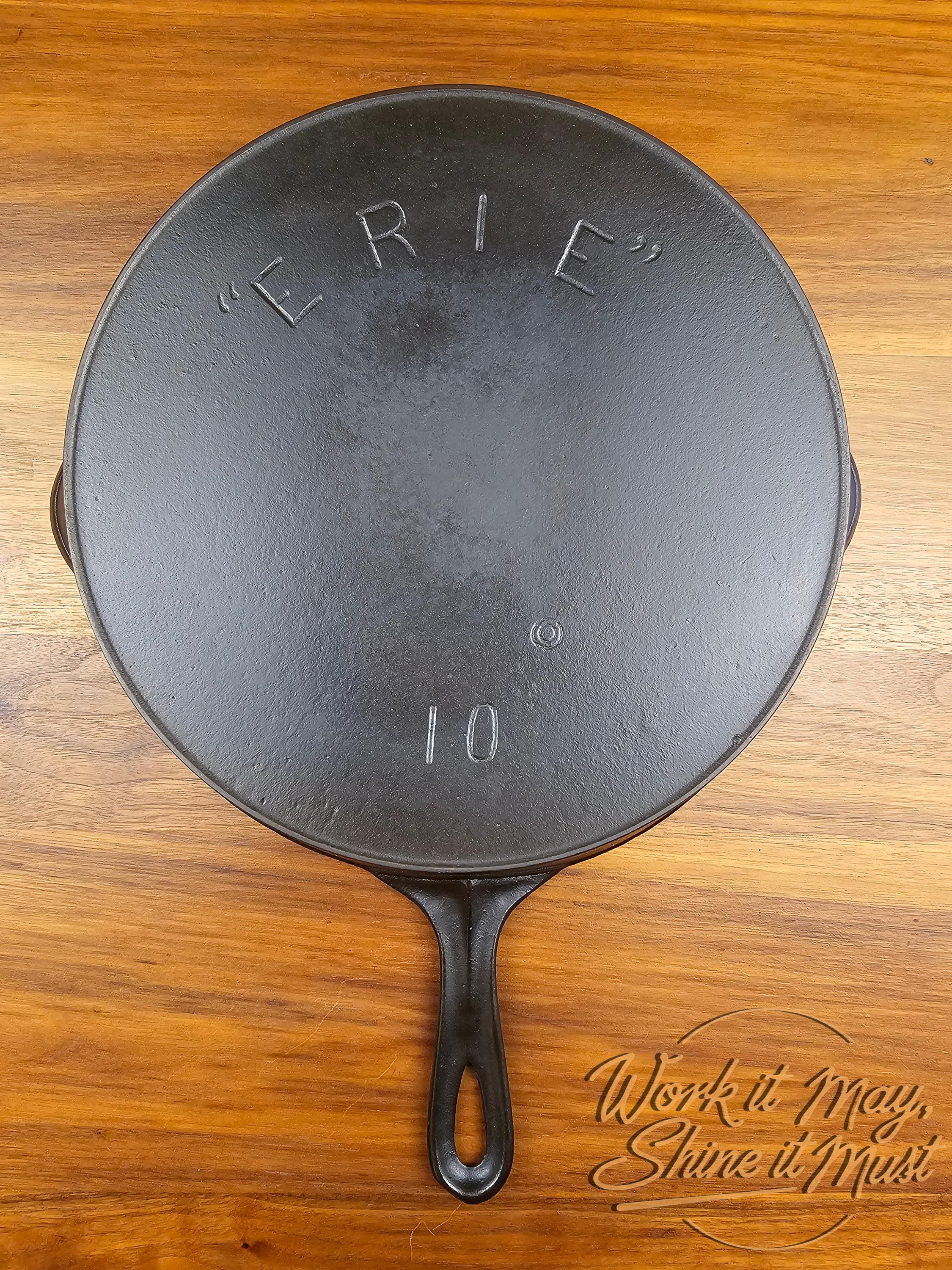 Erie #10 Vintage Restored Cast Iron Skillet 2nd Series Bullseye Makers Mark (Pre-Griswold)