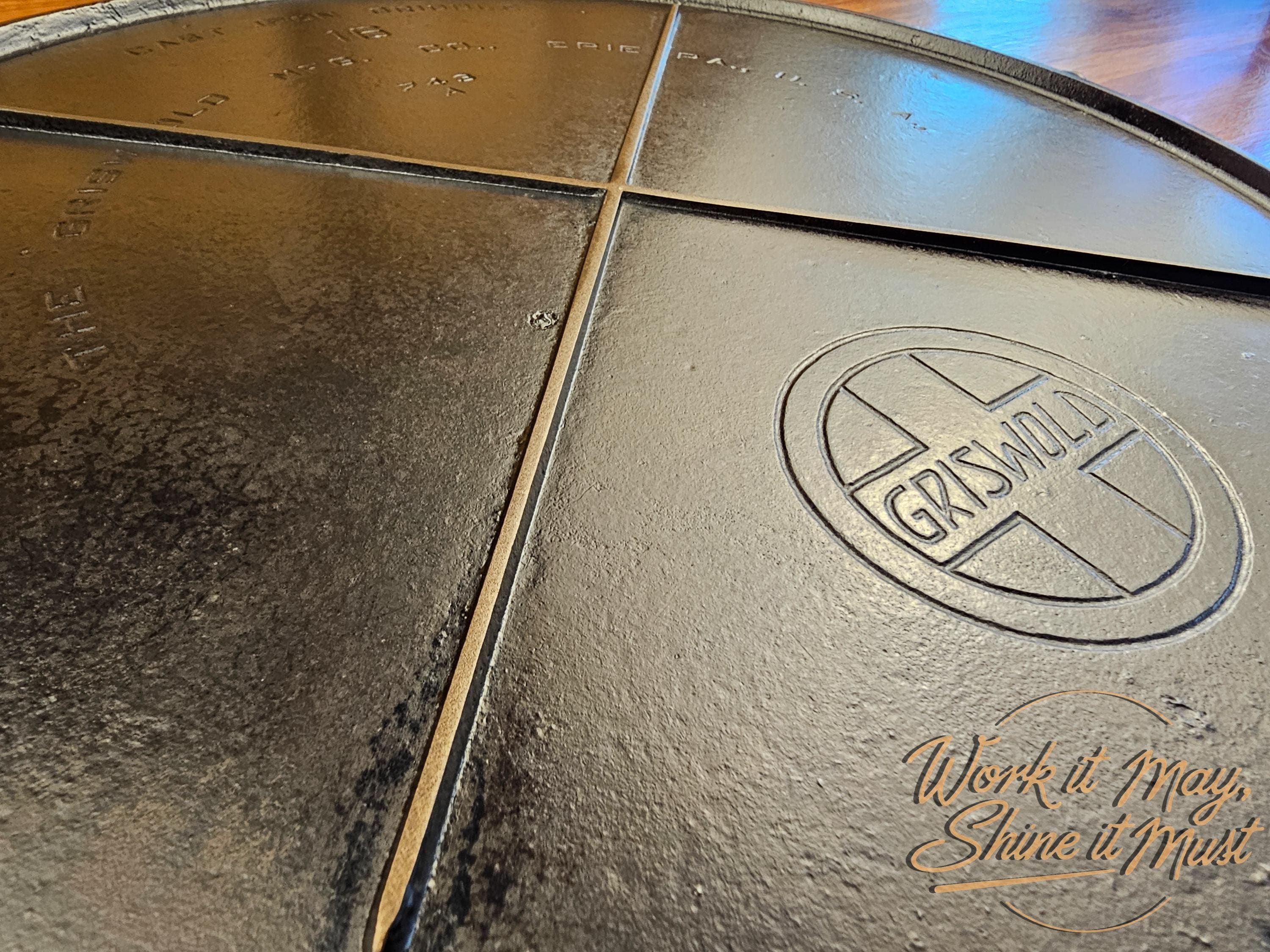 Vintage Griswold Cast Iron Griddle #16 Slant Logo - Restored w/ Minor Repairs [See Description]
