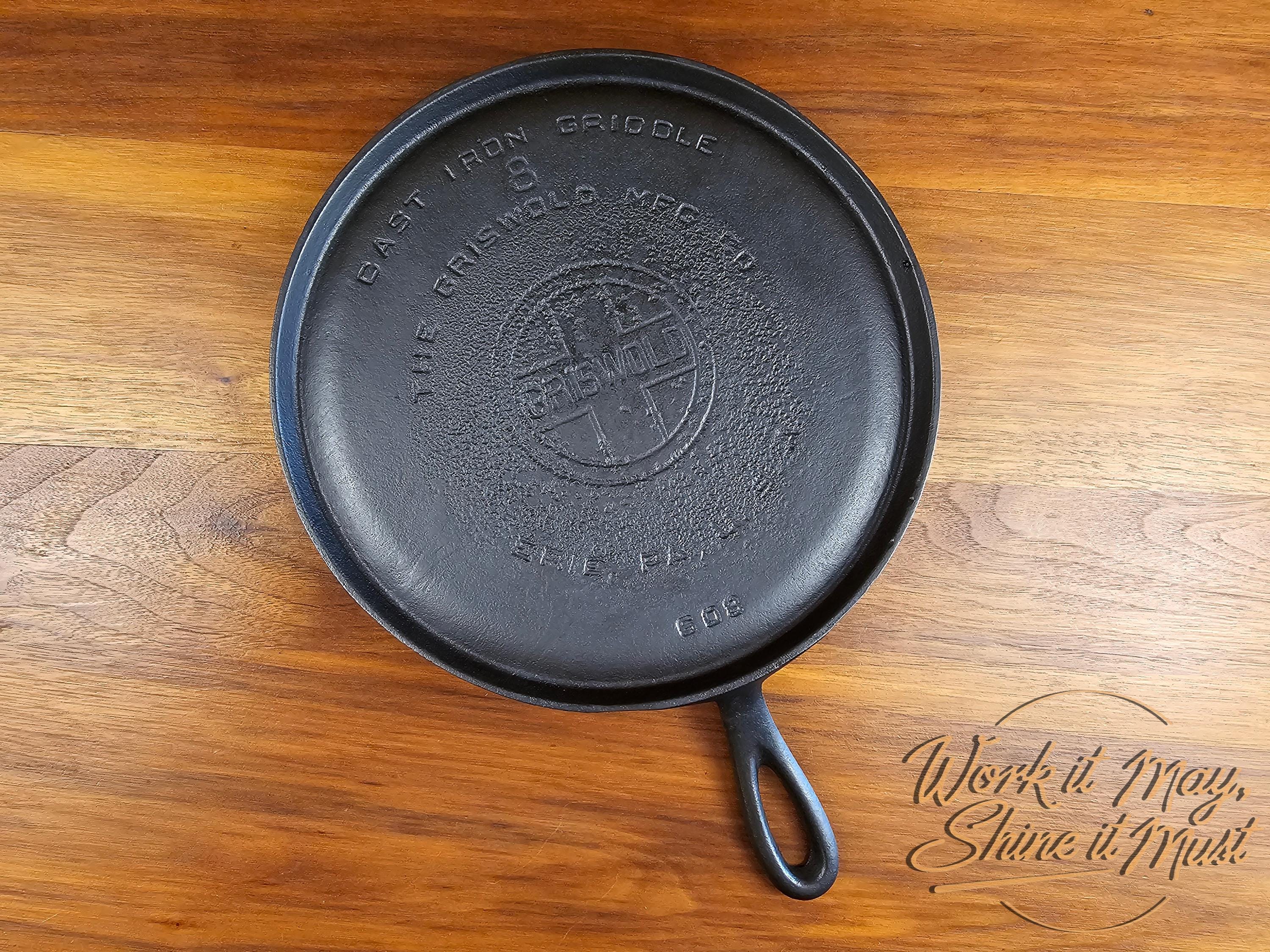 Griswold #8 Vintage Restored Cast Iron Griddle - Large Block Logo 608