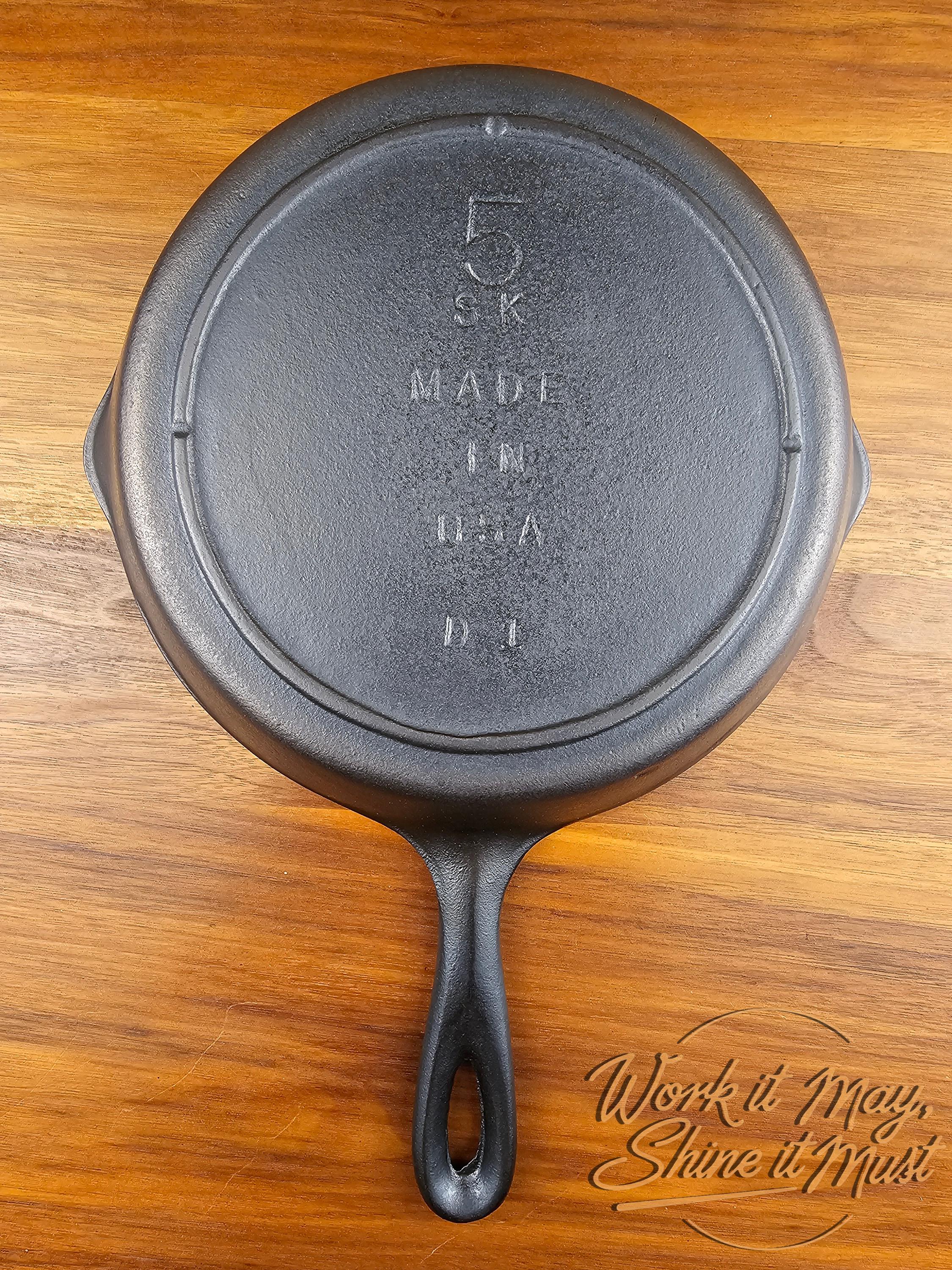 Lodge #5 Vintage Restored Cast Iron Skillet - 5SK 3-Notch