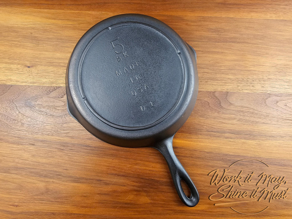 Lodge #5 Vintage Restored Cast Iron Skillet - 5SK 3-Notch