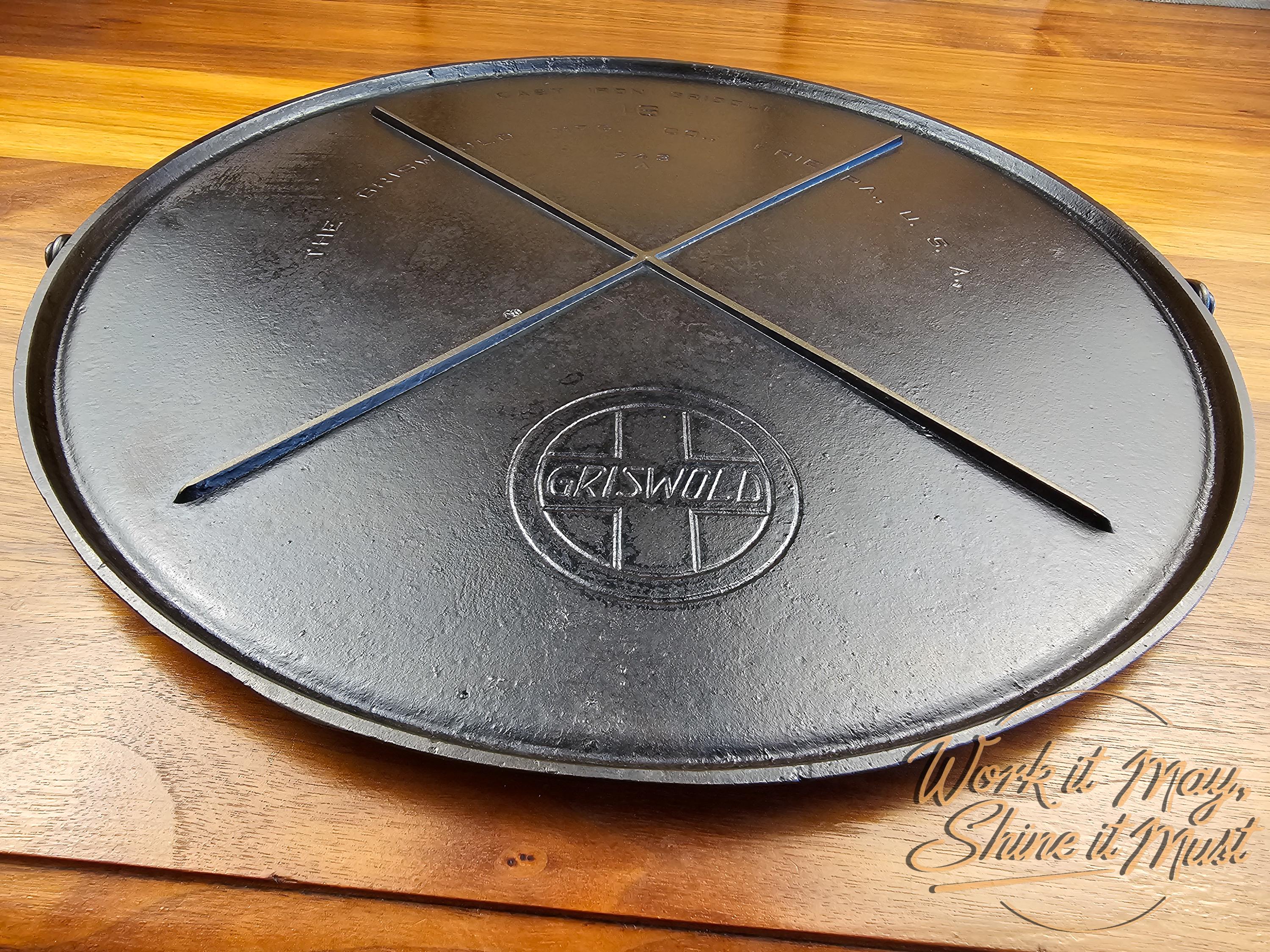 Vintage Griswold Cast Iron Griddle #16 Slant Logo - Restored w/ Minor Repairs [See Description]