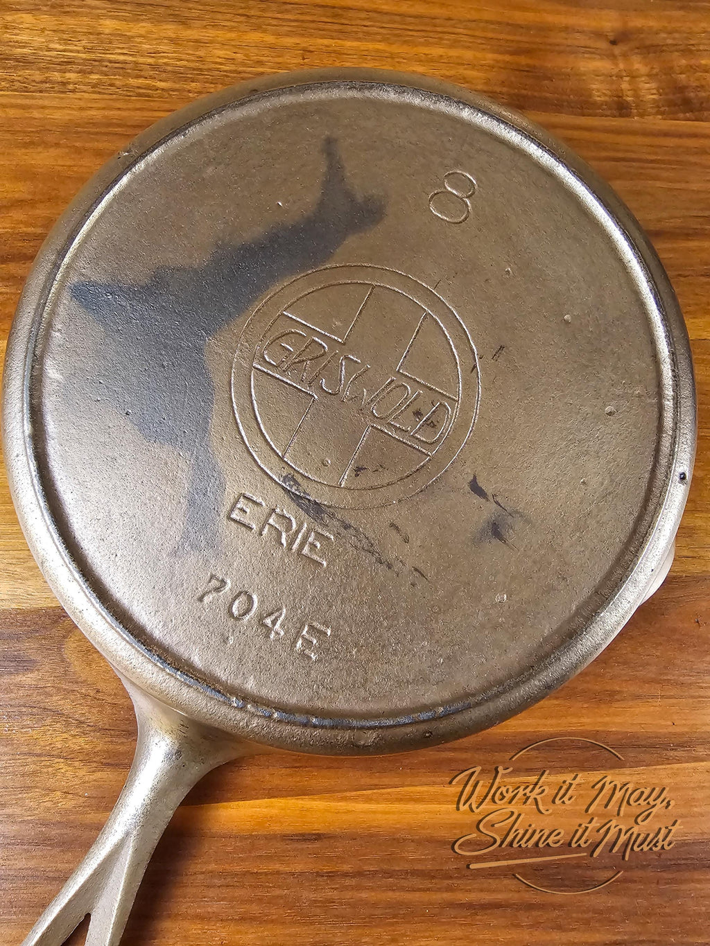 Griswold #8 Vintage Restored Nickel Plated Skillet - Slant Logo 704E - No EPU
