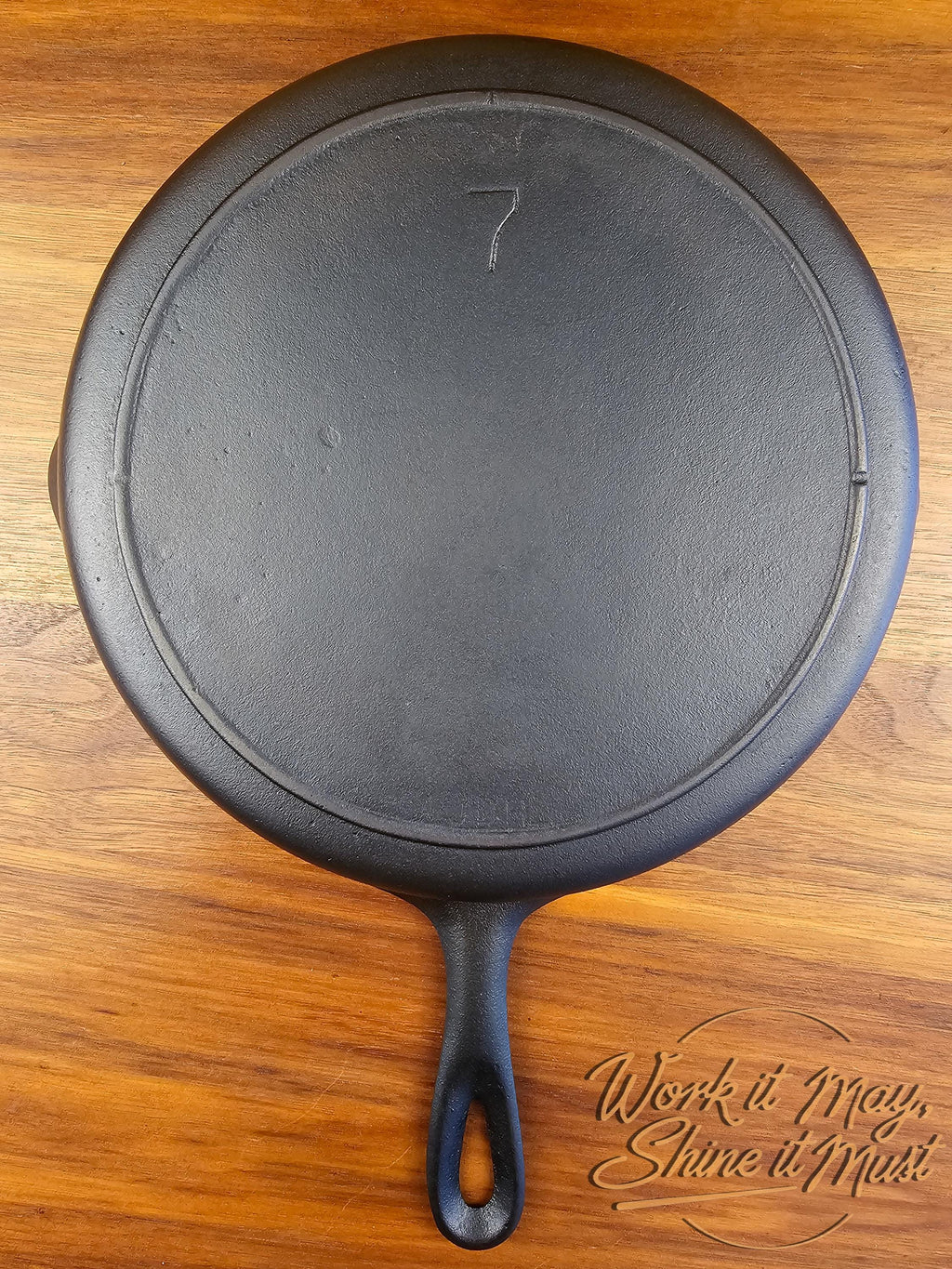 Lodge #7 Vintage Restored Cast Iron Skillet - 3-Notch Logo