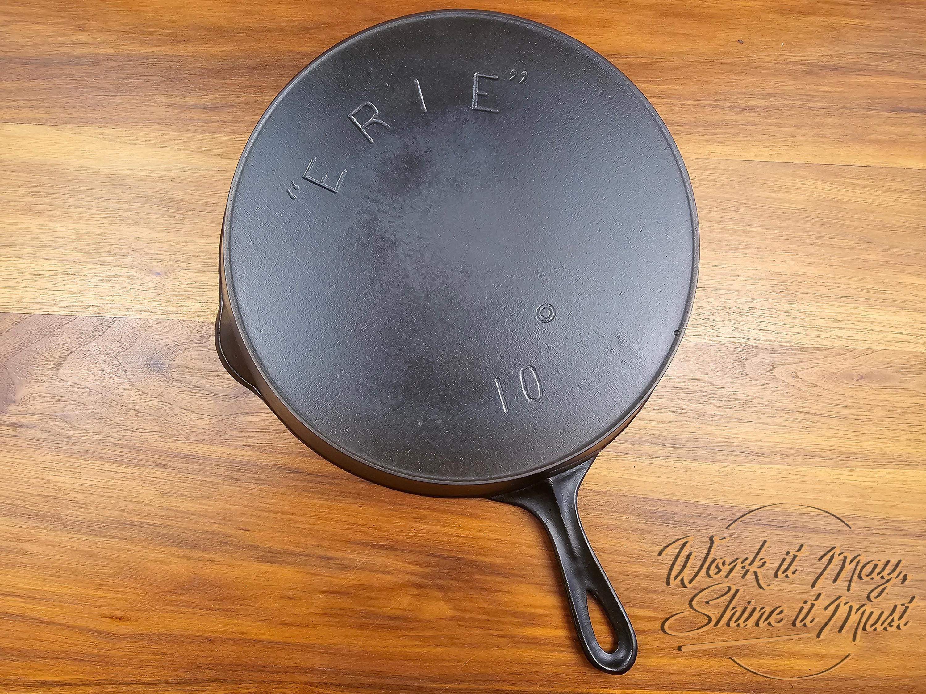 Erie #10 Vintage Restored Cast Iron Skillet 2nd Series Bullseye Makers Mark (Pre-Griswold)